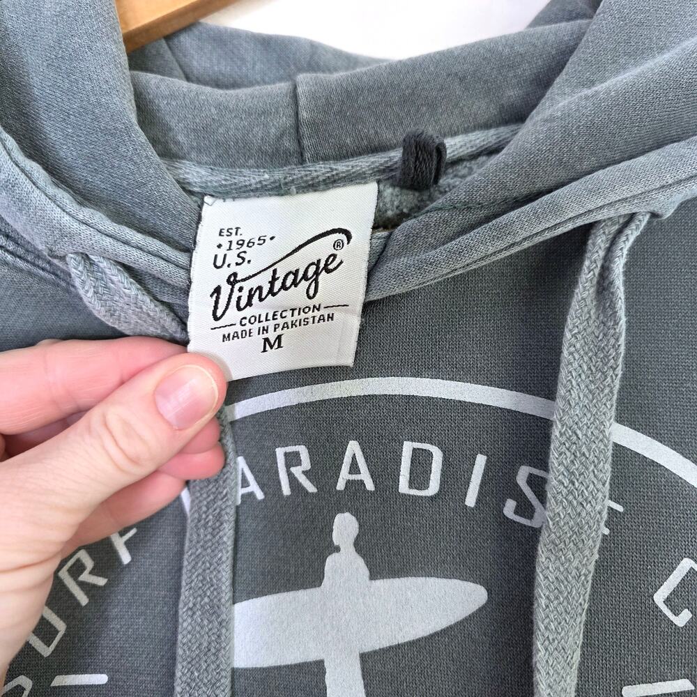 US Vintage Ft Myers Beach Surf Paradise Hoodie Medium Washed Slate Blue Travel - Picture 5 of 8